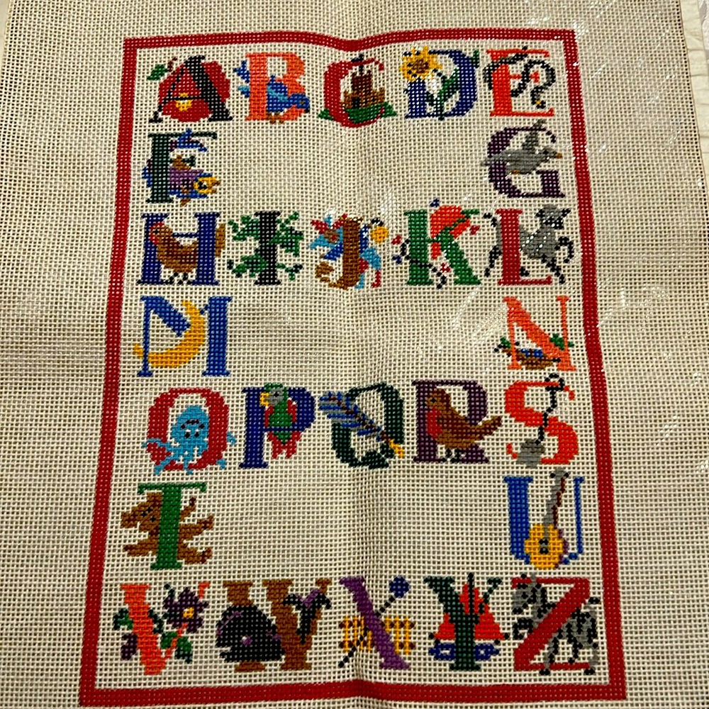 NWT Handpainted Needlepoint Alphabet letter canvas by Susan Treglown